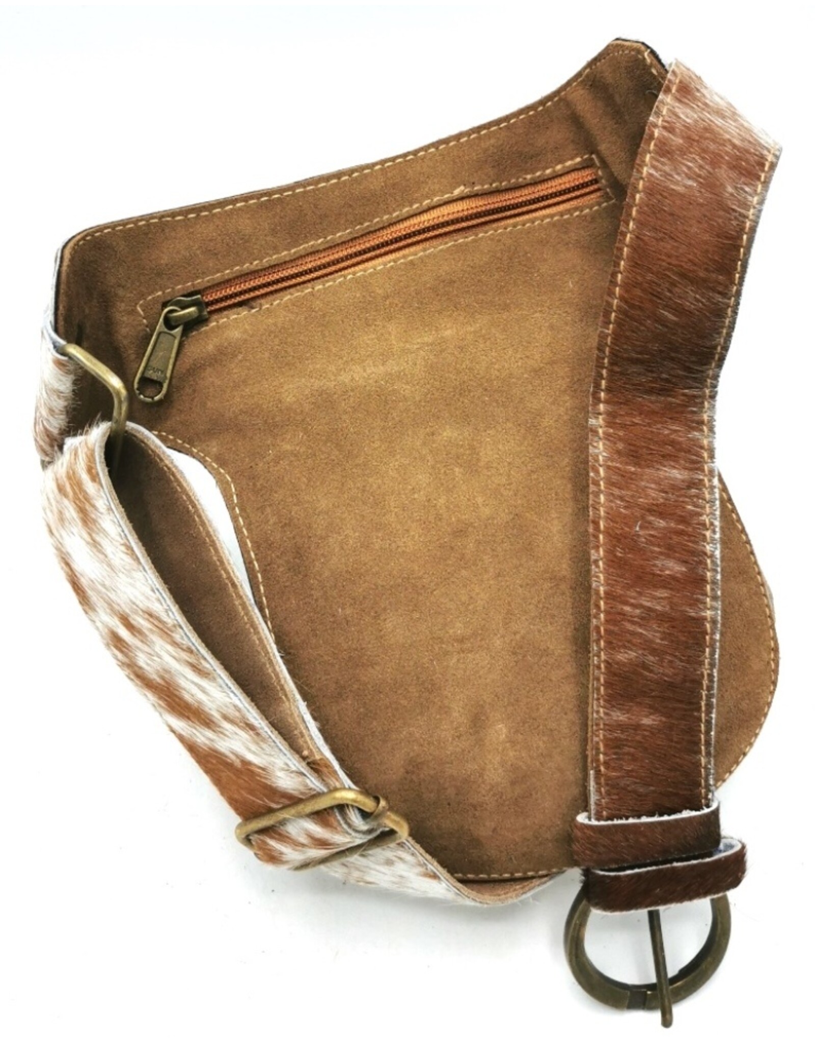 Trukado Small leather bags, cluches and more - Cowhide Hipbag with Shells and Vintage Hook Indian