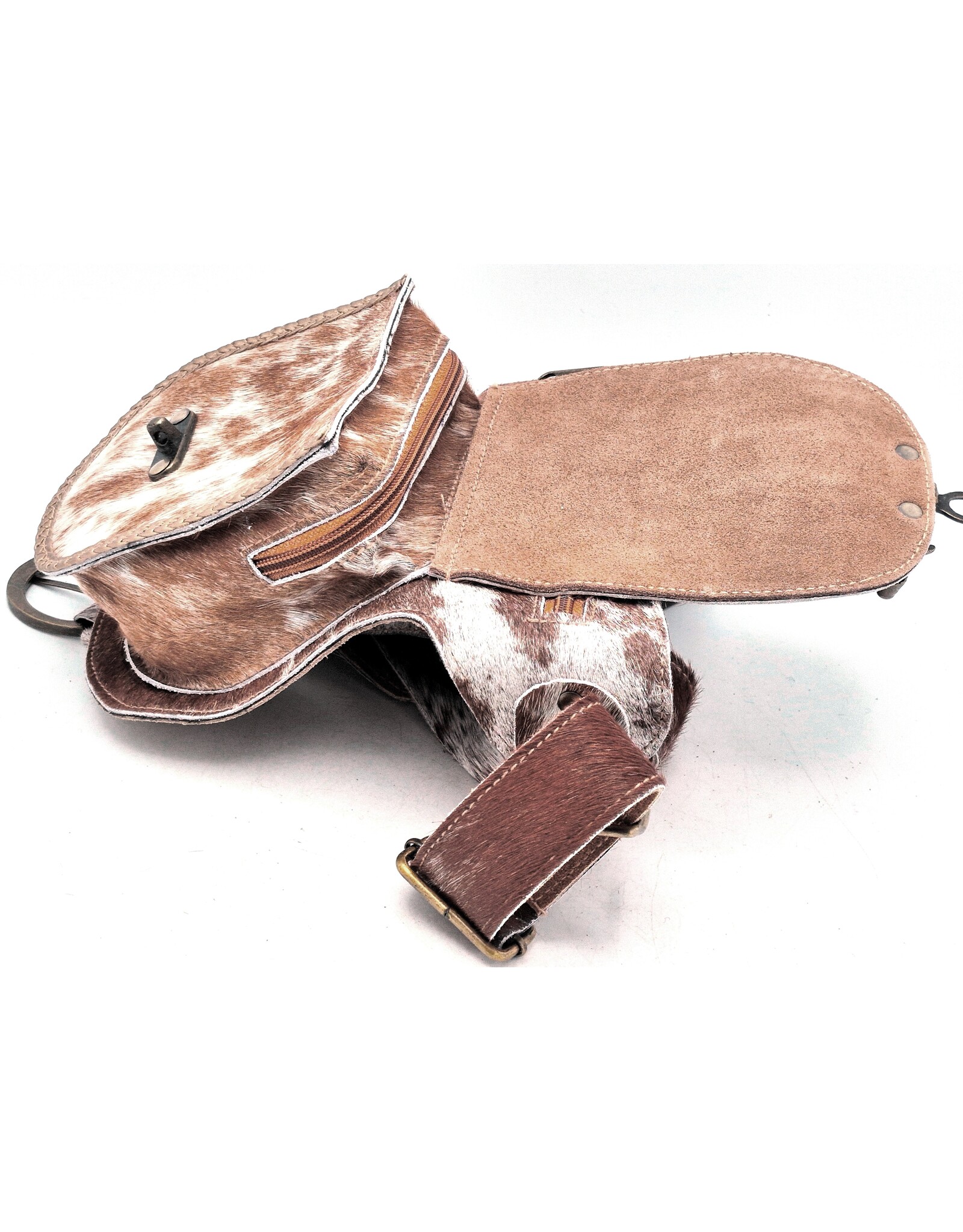 Trukado Leather Festival bags, waist bags and belt bags - Waistbag Cowhide with Vintage Hook and Shells ornament ‘Ibiza’