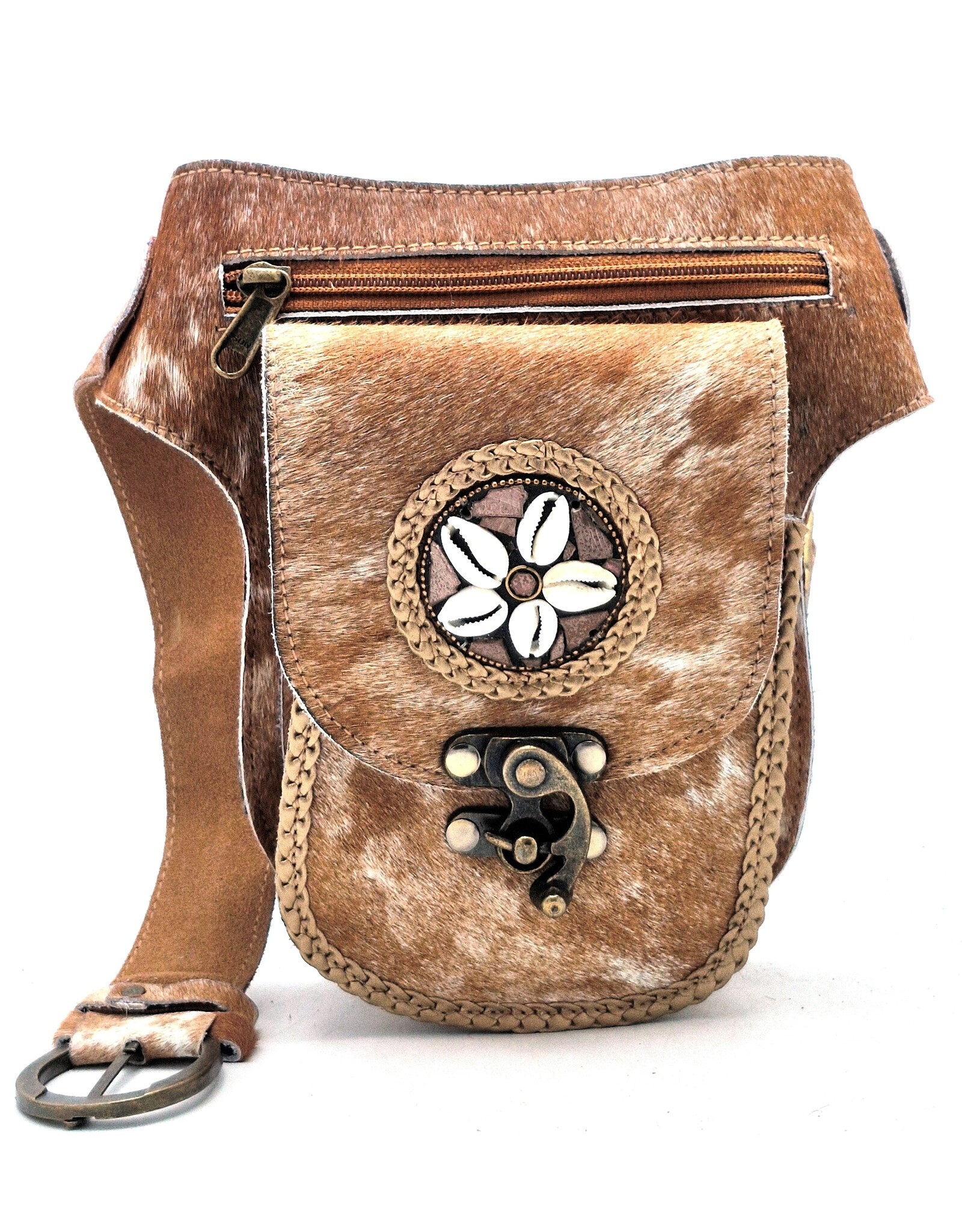 Trukado Leather Festival bags, waist bags and belt bags - Cowhide waist bag with vintage hook
