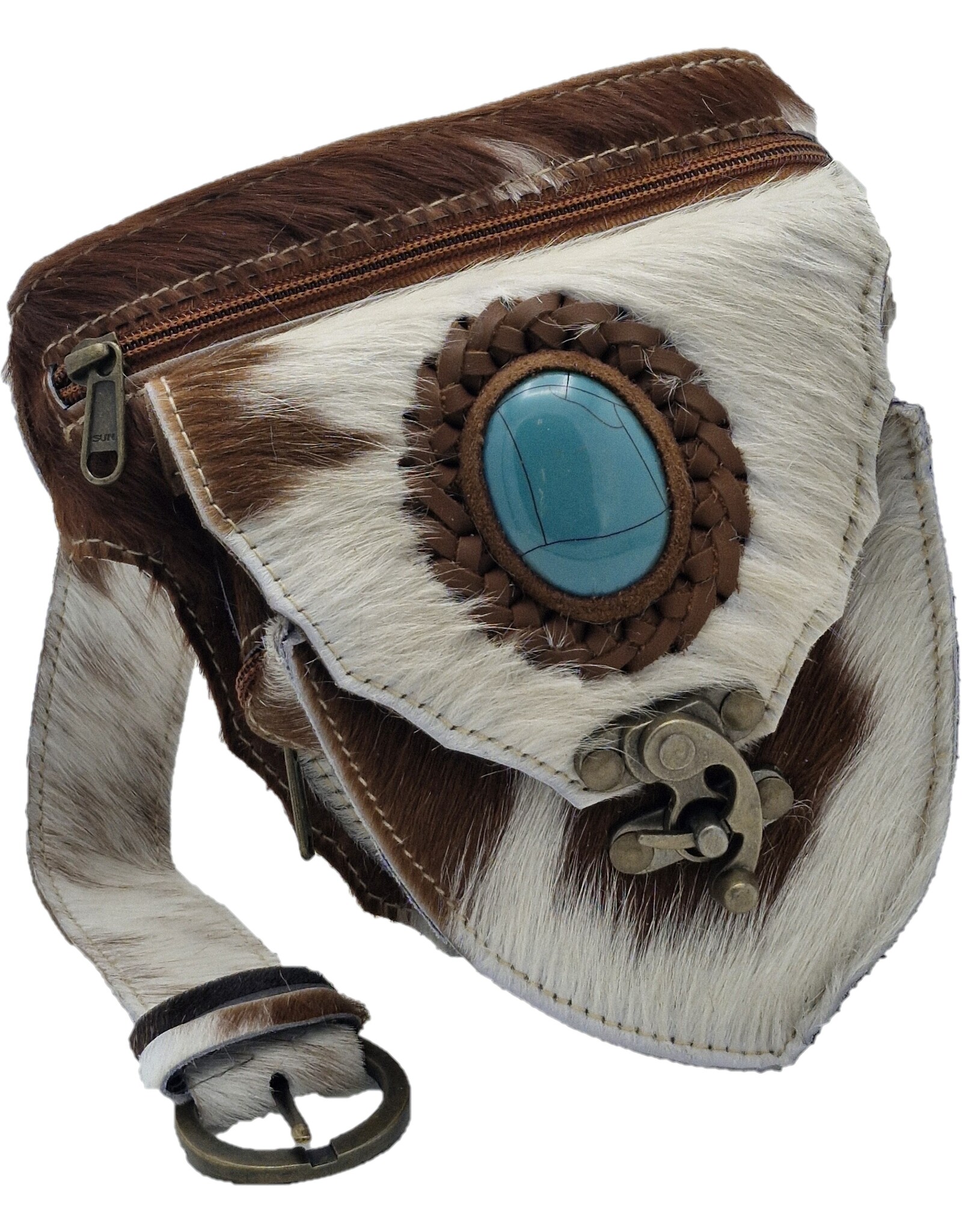 Trukado Leren Festivaltasjes, heuptassen en riemtassen -  Koeienhuid heuptas met haakje - Koeienhuid Festivaltasje