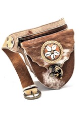 Trukado Leather Festival bags, waist bags and belt bags - Cowhide waist bag with Hook and Shells Ibiza Style