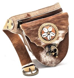 Trukado Cowhide waist bag with Hook and Shells Ibiza Style