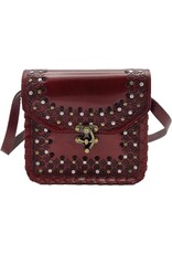 Trukado Leather Shoulder bags  Leather crossbody bags - Leather Saddle Bag with Vintage Hook and Studs red