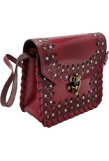 Trukado Leren Schoudertassen Leren crossbody tassen - Leren Zadeltas met Vintage Haakje en Studs rood