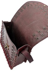 Trukado Leather Shoulder bags  Leather crossbody bags - Leather Saddle Bag with Vintage Hook and Studs red