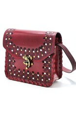 Trukado Leather Shoulder bags  Leather crossbody bags - Leather Saddle Bag with Vintage Hook and Studs red