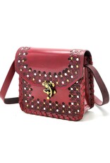 Trukado Leren Schoudertassen Leren crossbody tassen - Leren Zadeltas met Vintage Haakje en Studs rood