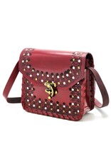 Trukado Leren Schoudertassen Leren crossbody tassen - Leren Zadeltas met Vintage Haakje en Studs rood