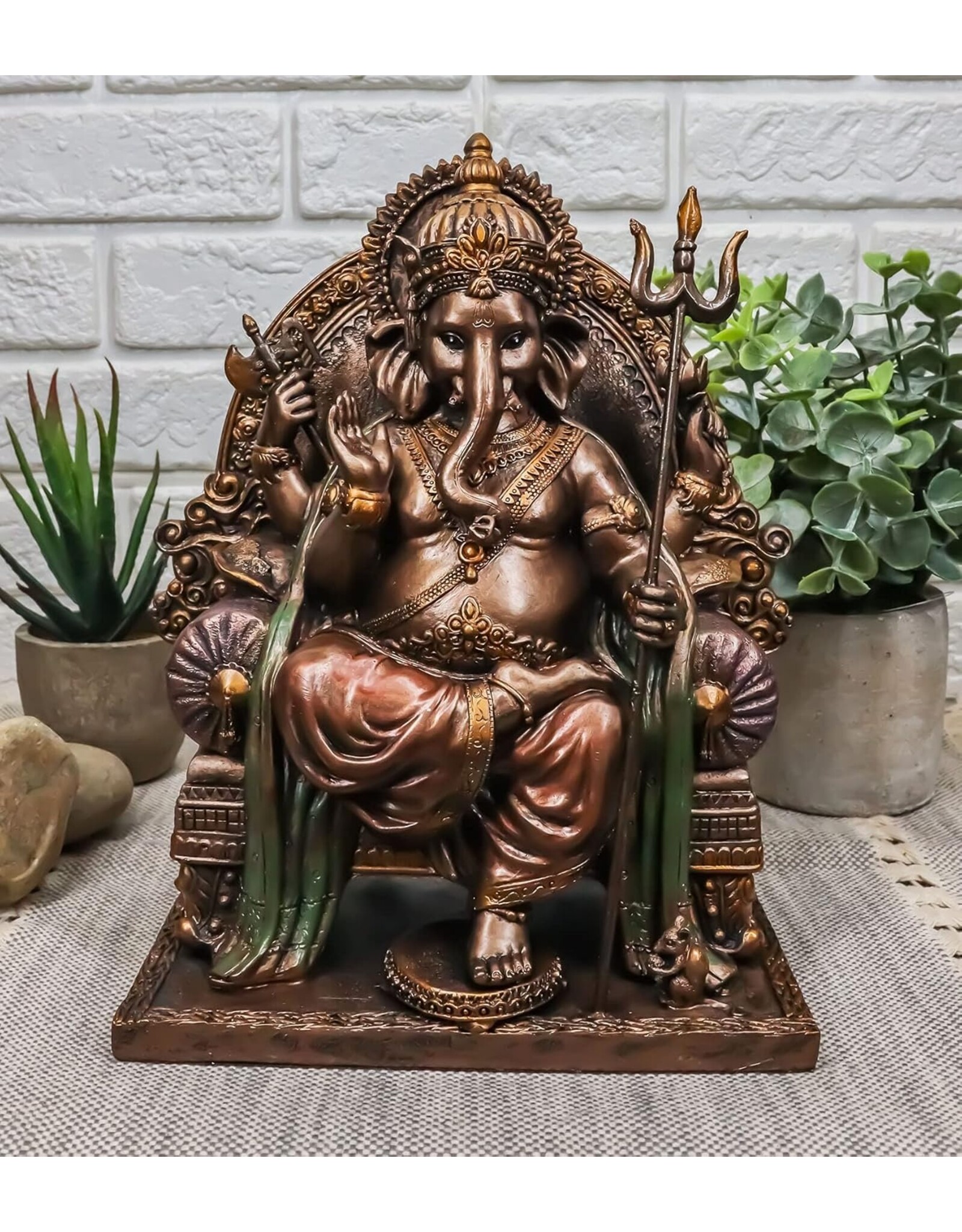 PT Giftware Beelden Collectables  - Ganesha Hindoeïstische God Zittend op Troon