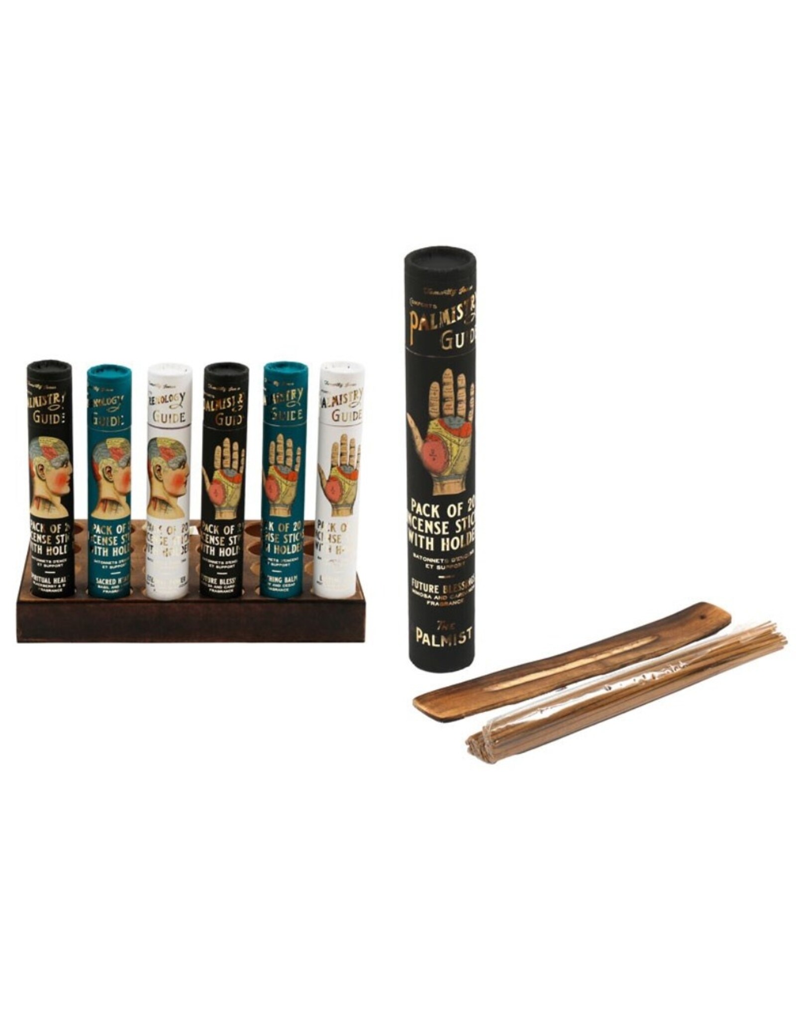 SMD Miscellaneous - Phrenology & Palmistry Incense Sticks with a Wooden Holder