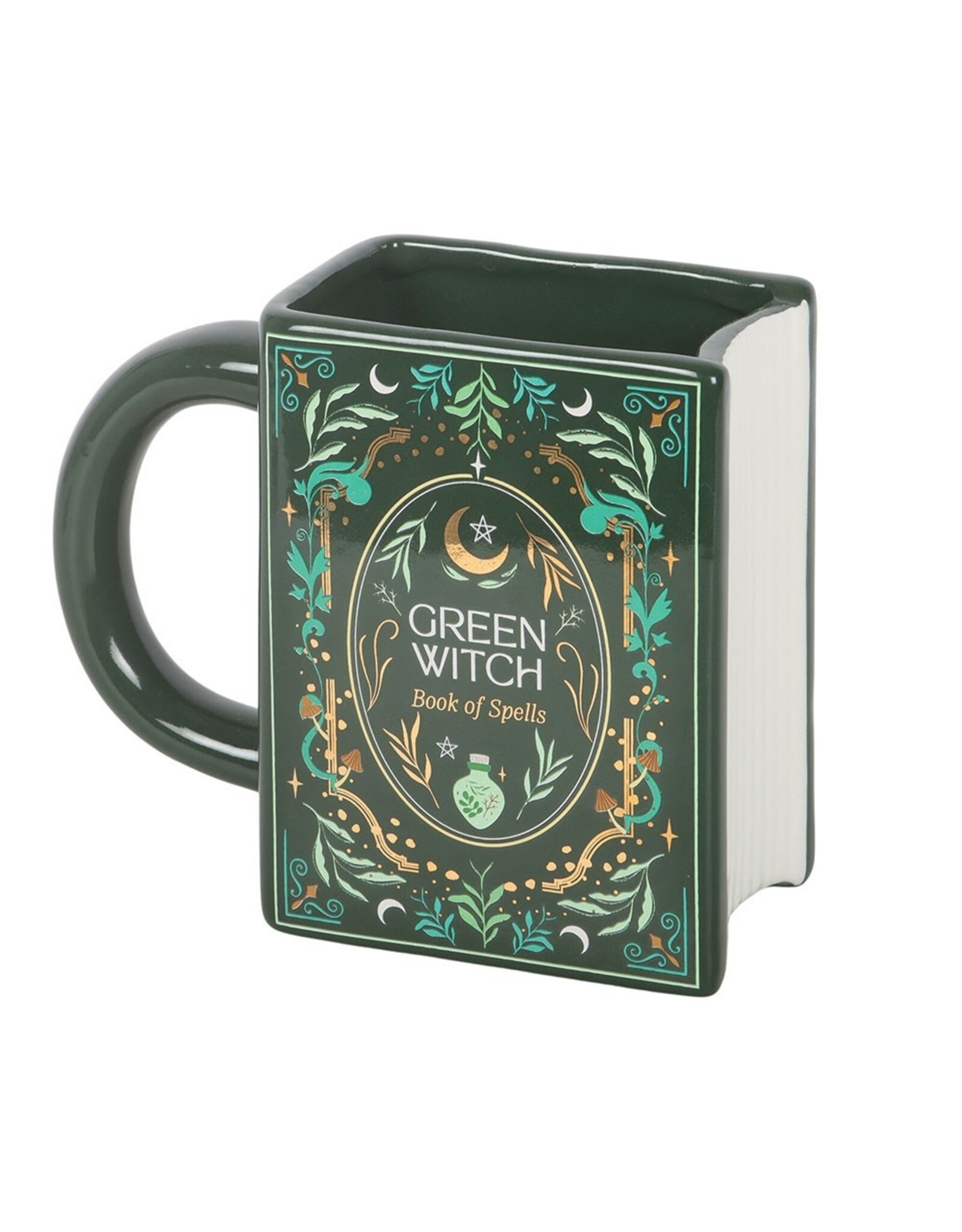 SWD Giftware & Lifestyle - Green Witch Mok in de Vorm van een Boek