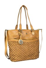 Bellicci Leren werktassen en Leren laptoptassen - Bellicci Leren Shopper Paola met Vlechtwerk