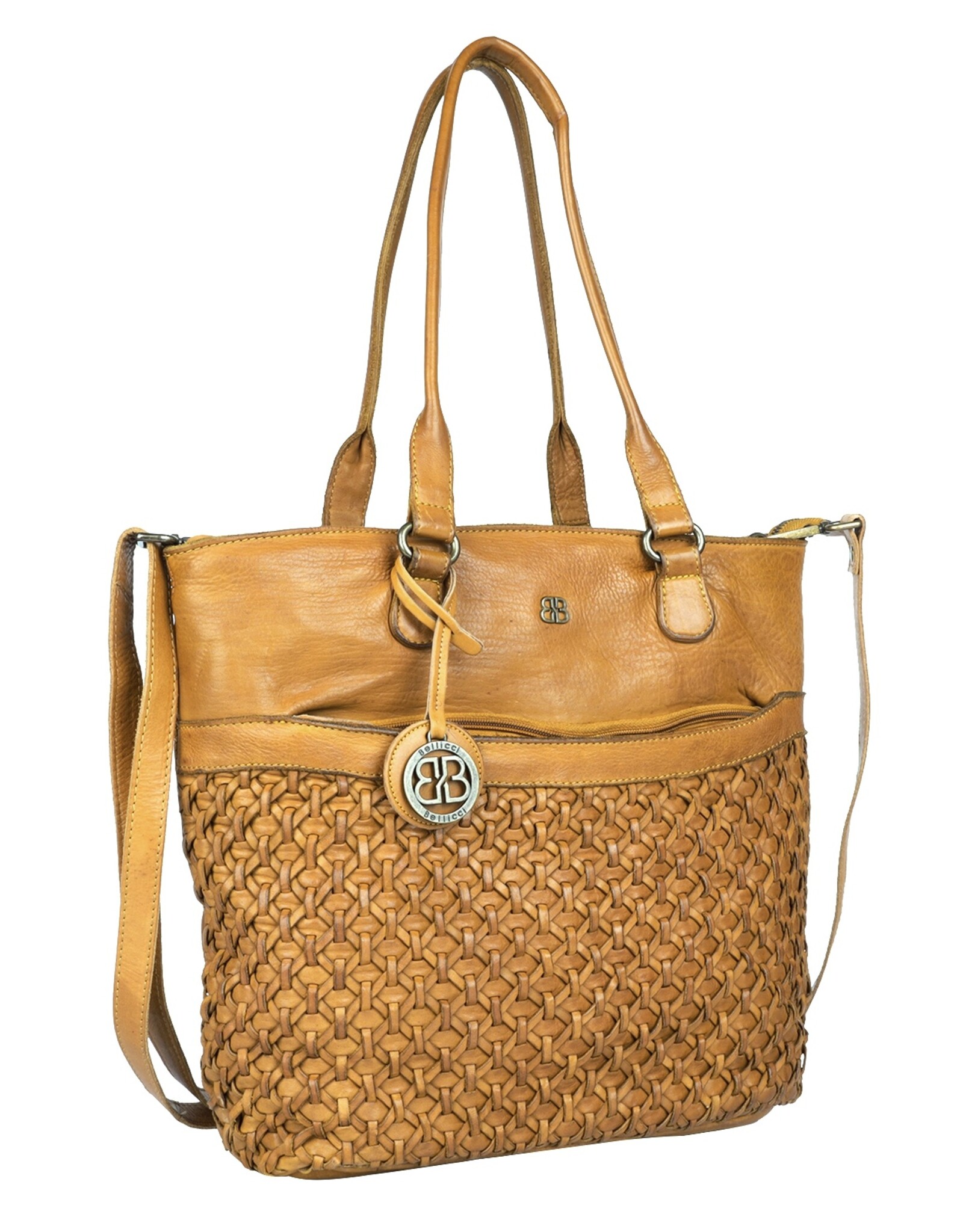 Bellicci Leather Workbags and Leather Laptop Bags - Bellicci Leather Shopper Paola with Braiding