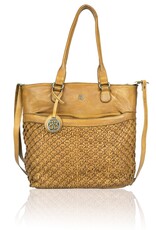 Bellicci Leren werktassen en Leren laptoptassen - Bellicci Leren Shopper Paola met Vlechtwerk