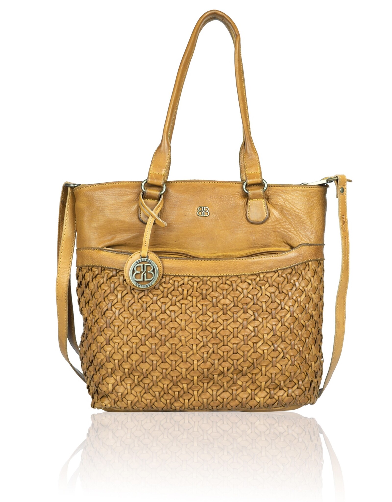 Bellicci Leather Workbags and Leather Laptop Bags - Bellicci Leather Shopper Paola with Braiding