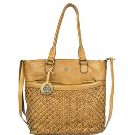 Bellicci Bellicci Leren Shopper Paola met Vlechtwerk