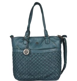 Bellicci Bellicci Leren Shopper Paola met Vlechtwerk