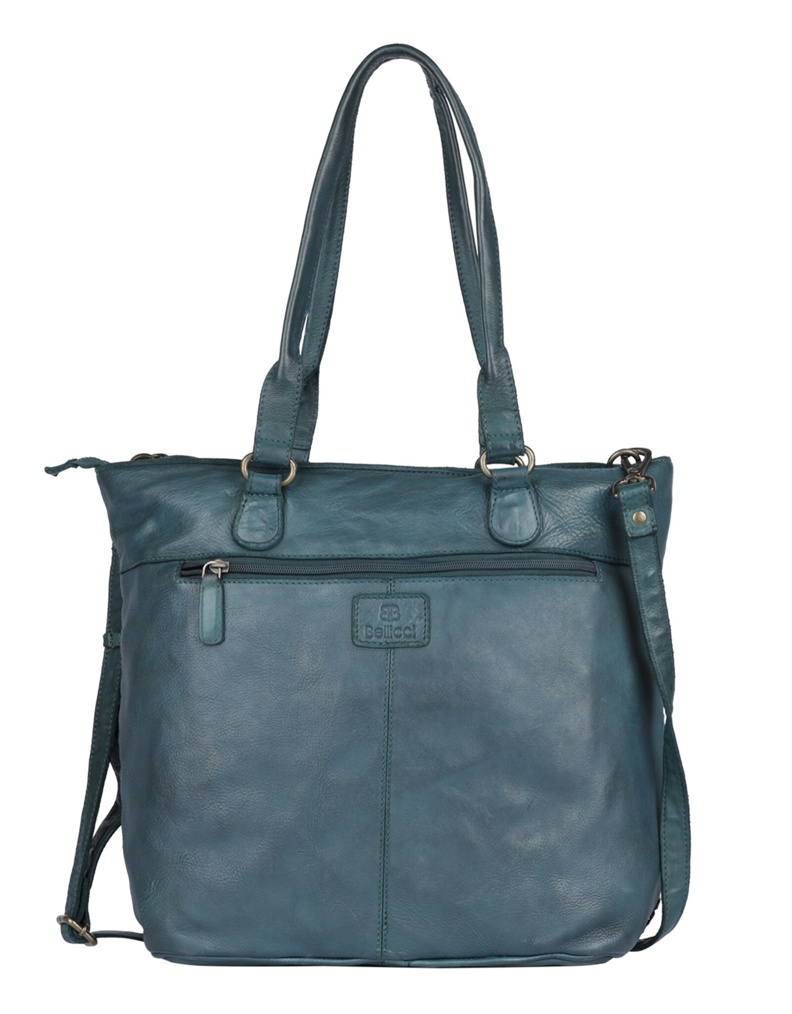 Bellicci Leren werktassen en Leren laptoptassen - Bellicci Leren Shopper Paola met Vlechtwerk