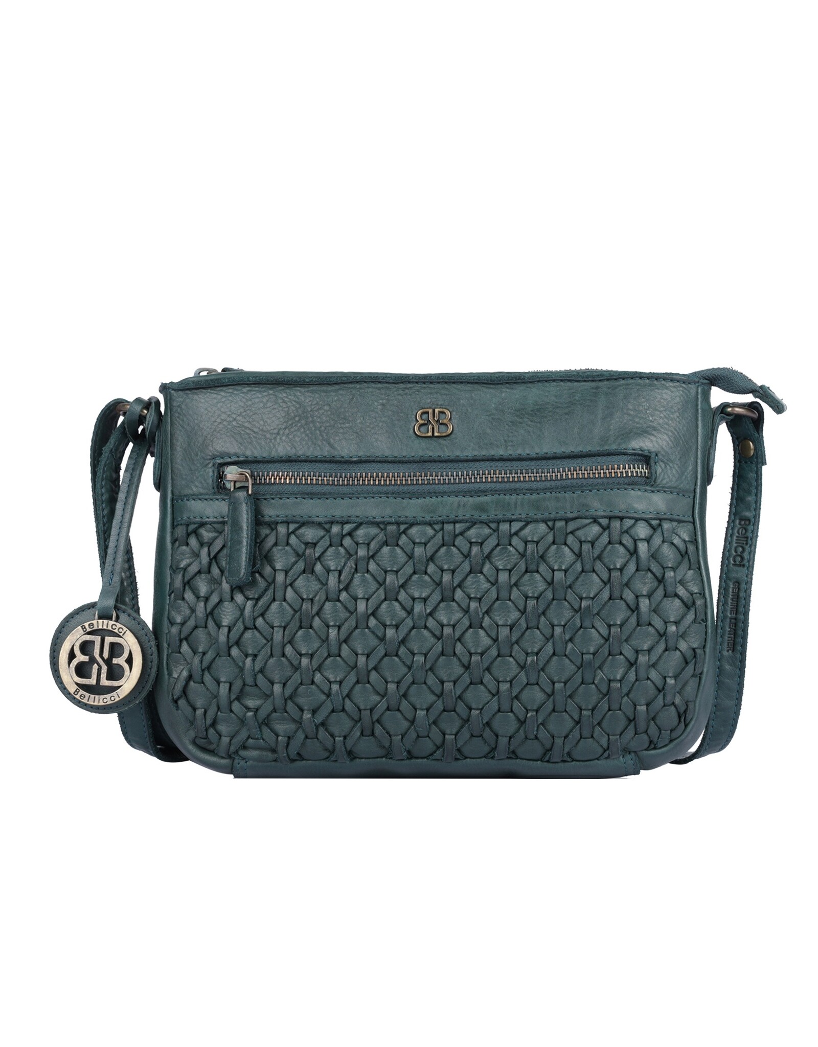 Bellicci Leather Shoulder bags  Leather crossbody bags - Bellicci Crossbody Paige with Braiding petrol