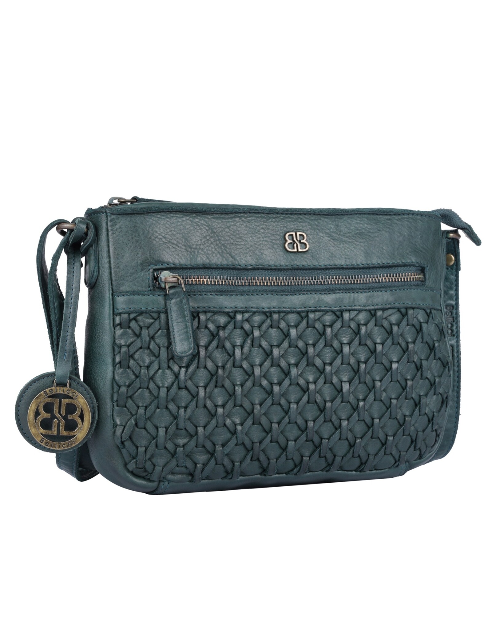 Bellicci Leather Shoulder bags  Leather crossbody bags - Bellicci Crossbody Paige with Braiding petrol