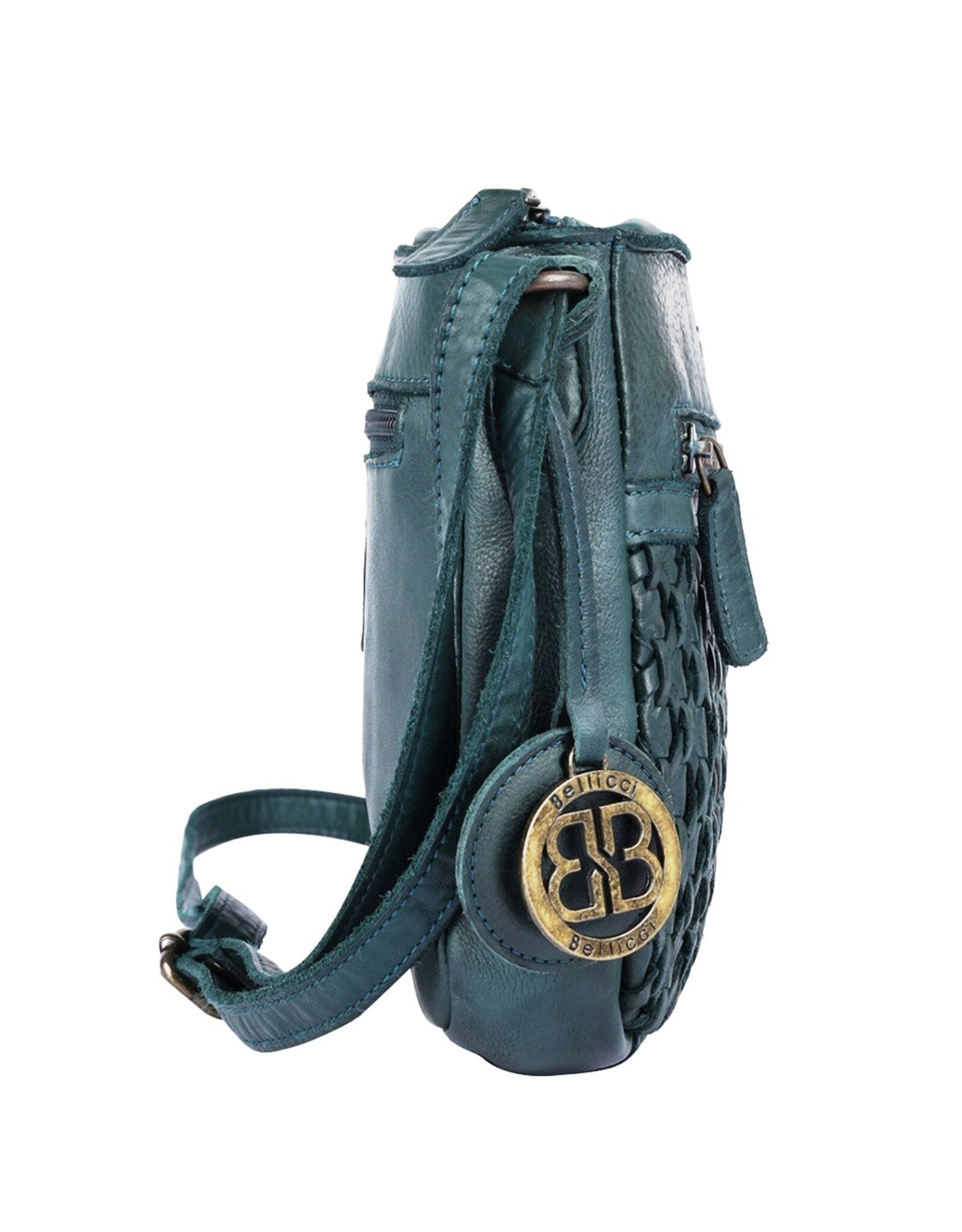 Bellicci Leather Shoulder bags  Leather crossbody bags - Bellicci Crossbody Paige with Braiding petrol