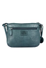 Bellicci Leren Schoudertassen Leren crossbody tassen - Bellicci Crossbody tas Paige met Vlechtwerk petrol
