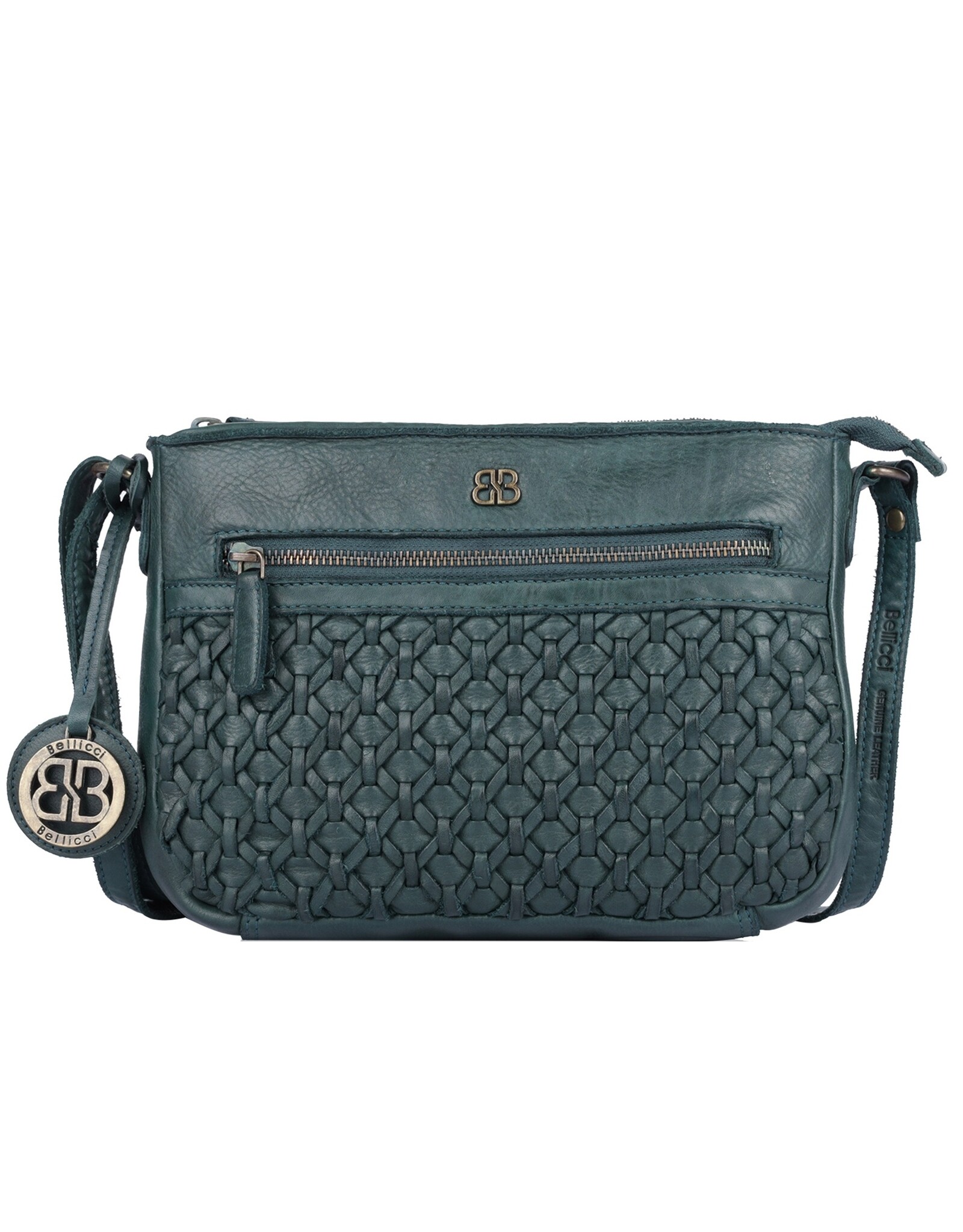 Bellicci Leather Shoulder bags  Leather crossbody bags - Bellicci Crossbody Paige with Braiding petrol