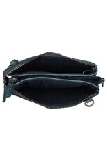 Bellicci Leren Festivaltasjes, heuptassen en riemtassen - Bellicci Telefoontas-Portemonnee Portia petrol