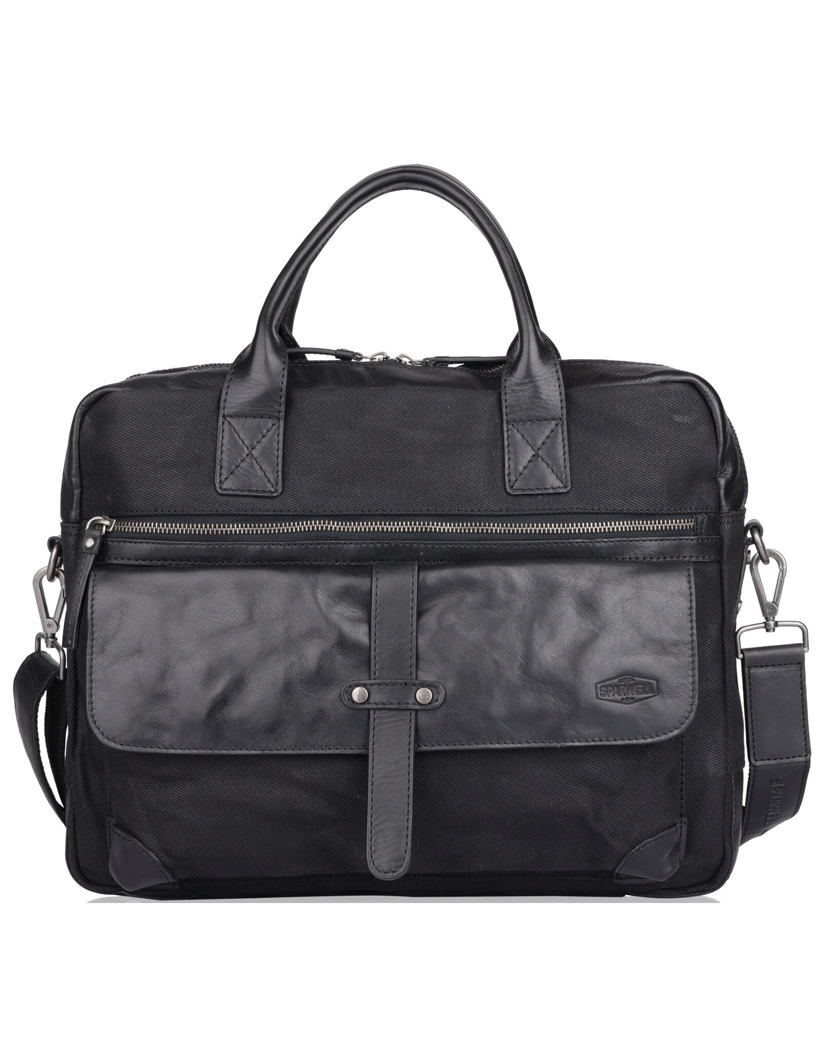 Sparwell Leren werktassen en Leren laptoptassen - Sparwell Laptoptas Sure Smith zwart 14"-15"