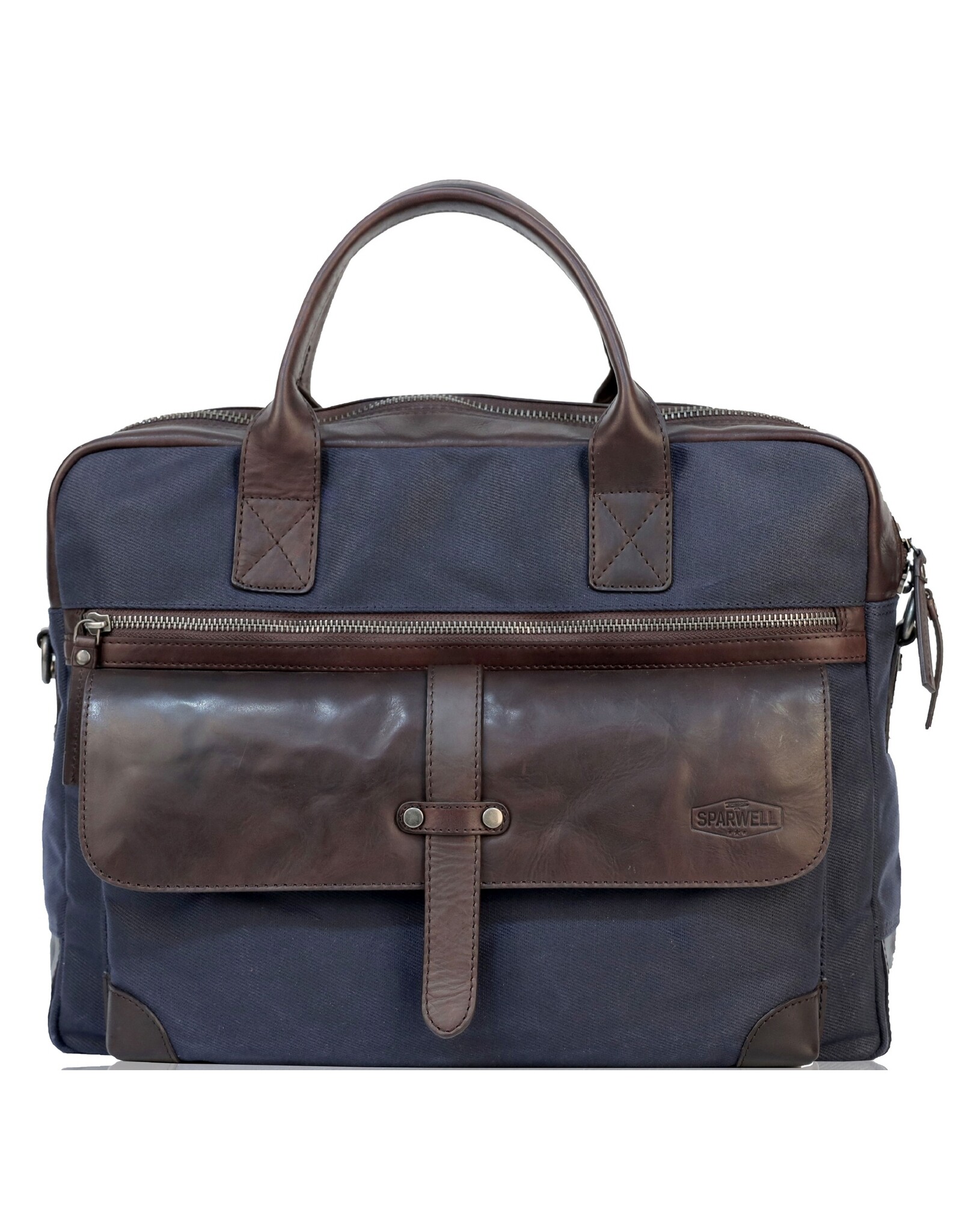 Sparwell Leren werktassen en Leren laptoptassen - Sparwell Laptoptas Sure Smith navy 14"-15"