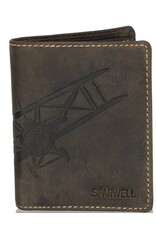 Sparwell Leren Portemonnees - Sparwell Trifold Portemonnee Miles vert. d.bruin