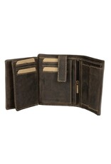 Sparwell Leren Portemonnees - Sparwell Trifold Portemonnee Miles vert. d.bruin