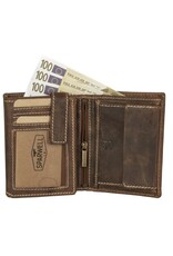 Sparwell Leren Portemonnees - Sparwell Trifold Portemonnee Miles vert. d.bruin