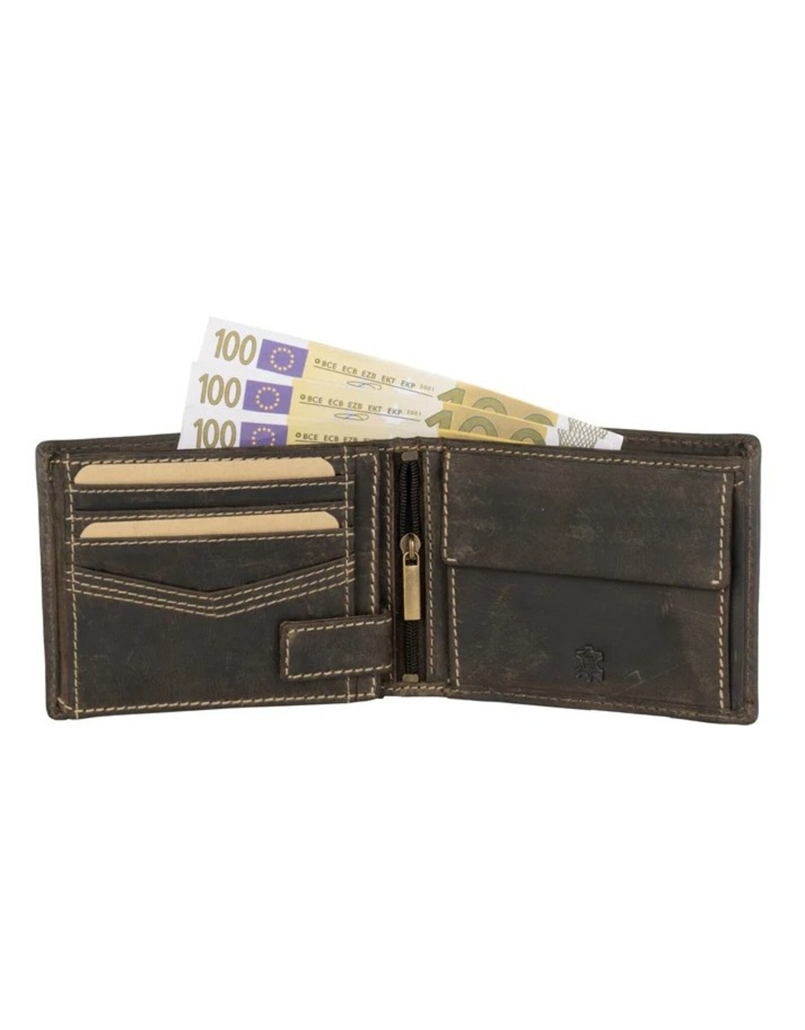 Sparwell Leren Portemonnees - Sparwell Trifold Portemonnee Miles horiz. d.bruin