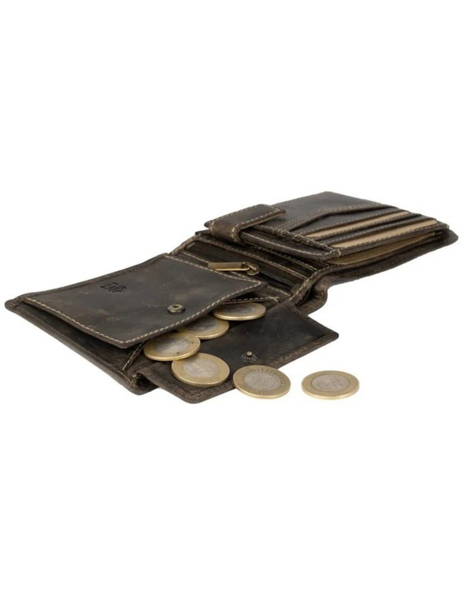 Sparwell Leather Wallets - Sparwell Trifold Wallet Miles horiz. d.brown