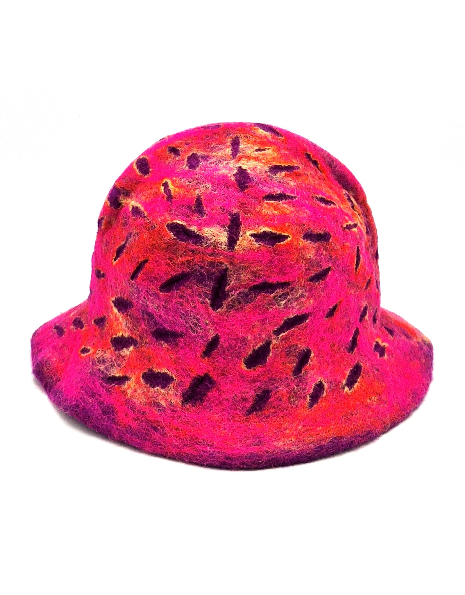 Trukado Miscellaneous - Vilten hoed - Sauna Muts Bordeaux-Oranje-Roze