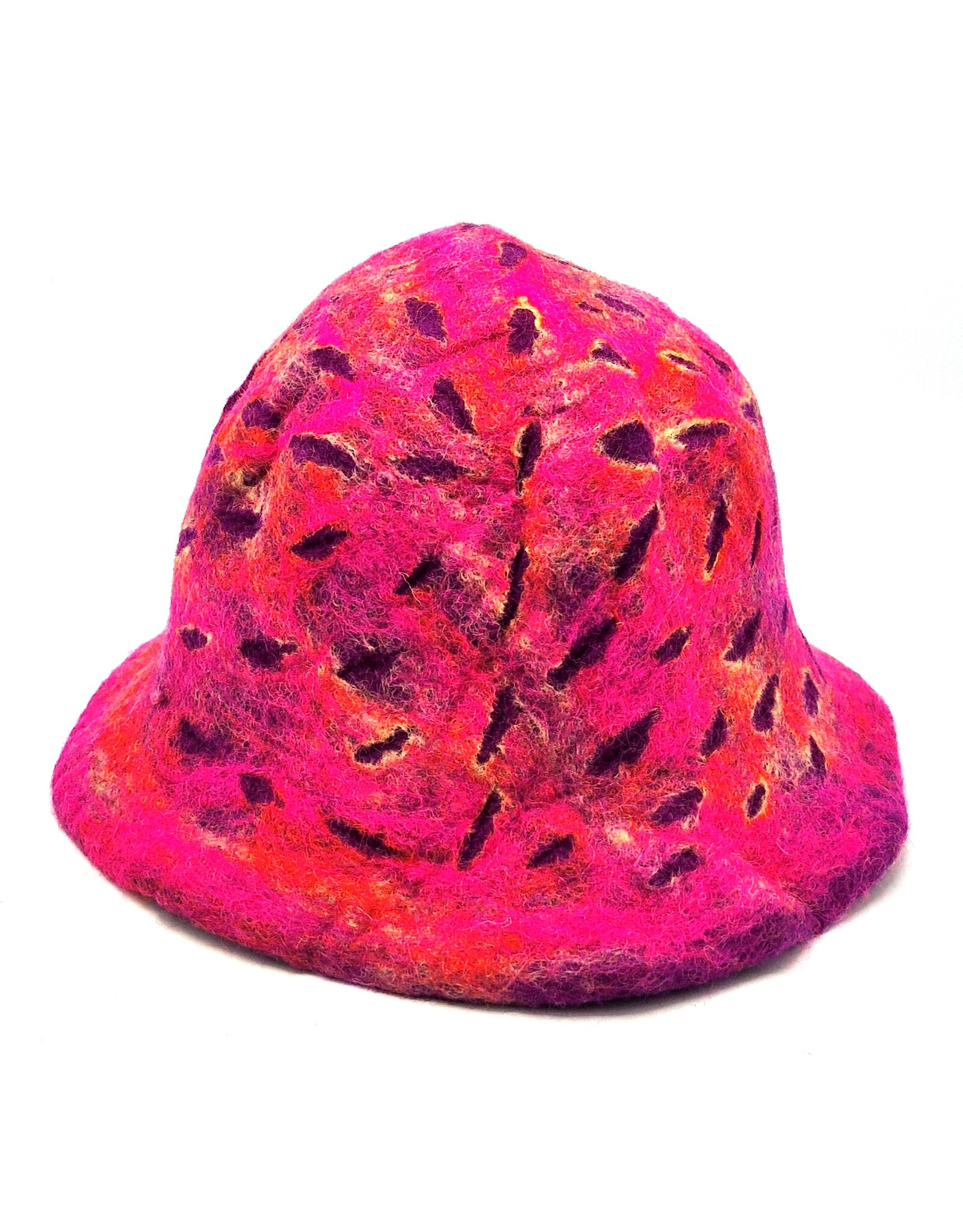 Trukado Miscellaneous - Vilten hoed - Sauna Muts Bordeaux-Oranje-Roze