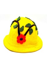 Trukado Miscellaneous - Felt hat - Sauna cap with Flower and Leaves (yellow)