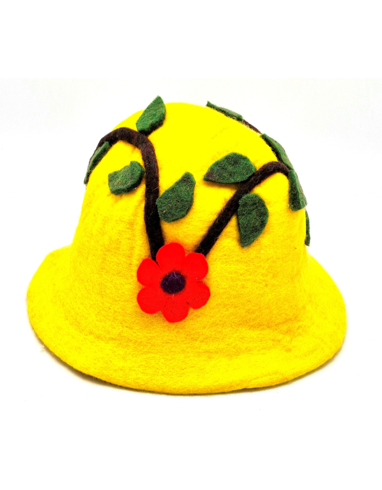 Trukado Miscellaneous - Felt hat - Sauna cap with Flower and Leaves (yellow)