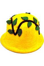 Trukado Miscellaneous - Felt hat - Sauna cap with Flower and Leaves (yellow)
