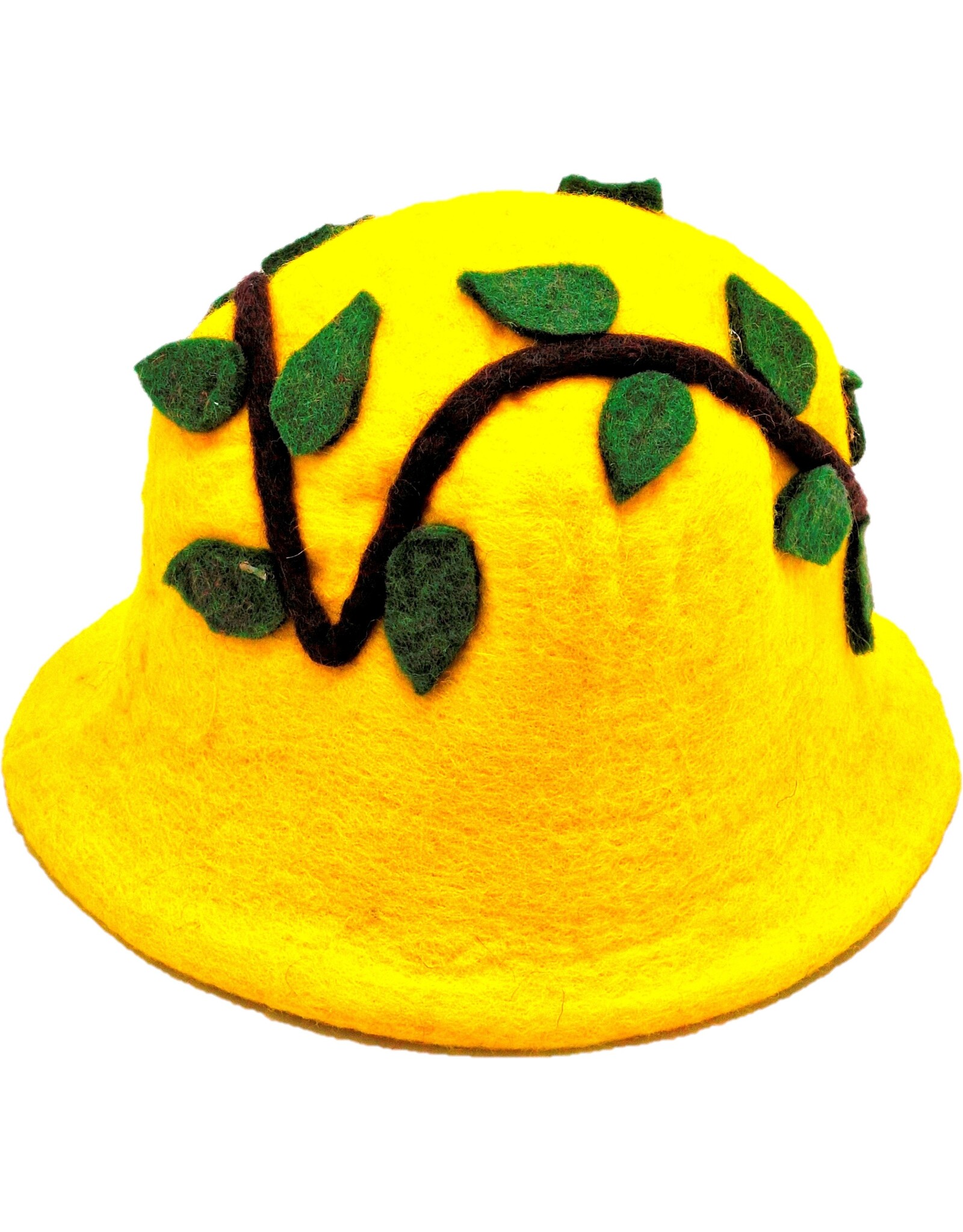 Trukado Miscellaneous - Felt hat - Sauna cap with Flower and Leaves (yellow)