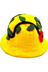 Trukado Miscellaneous - Felt hat - Sauna cap with Flower and Leaves (yellow)