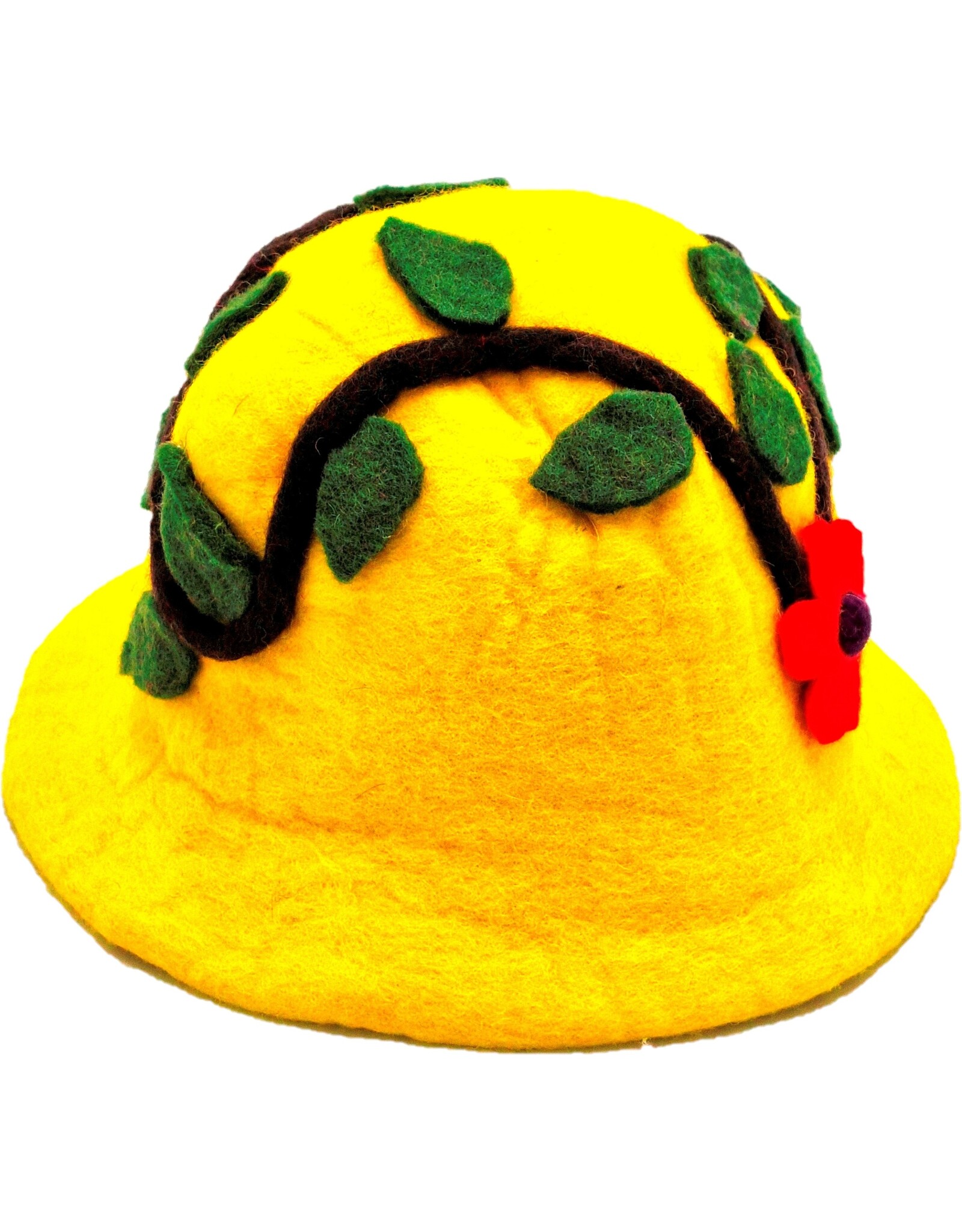 Trukado Miscellaneous - Felt hat - Sauna cap with Flower and Leaves (yellow)