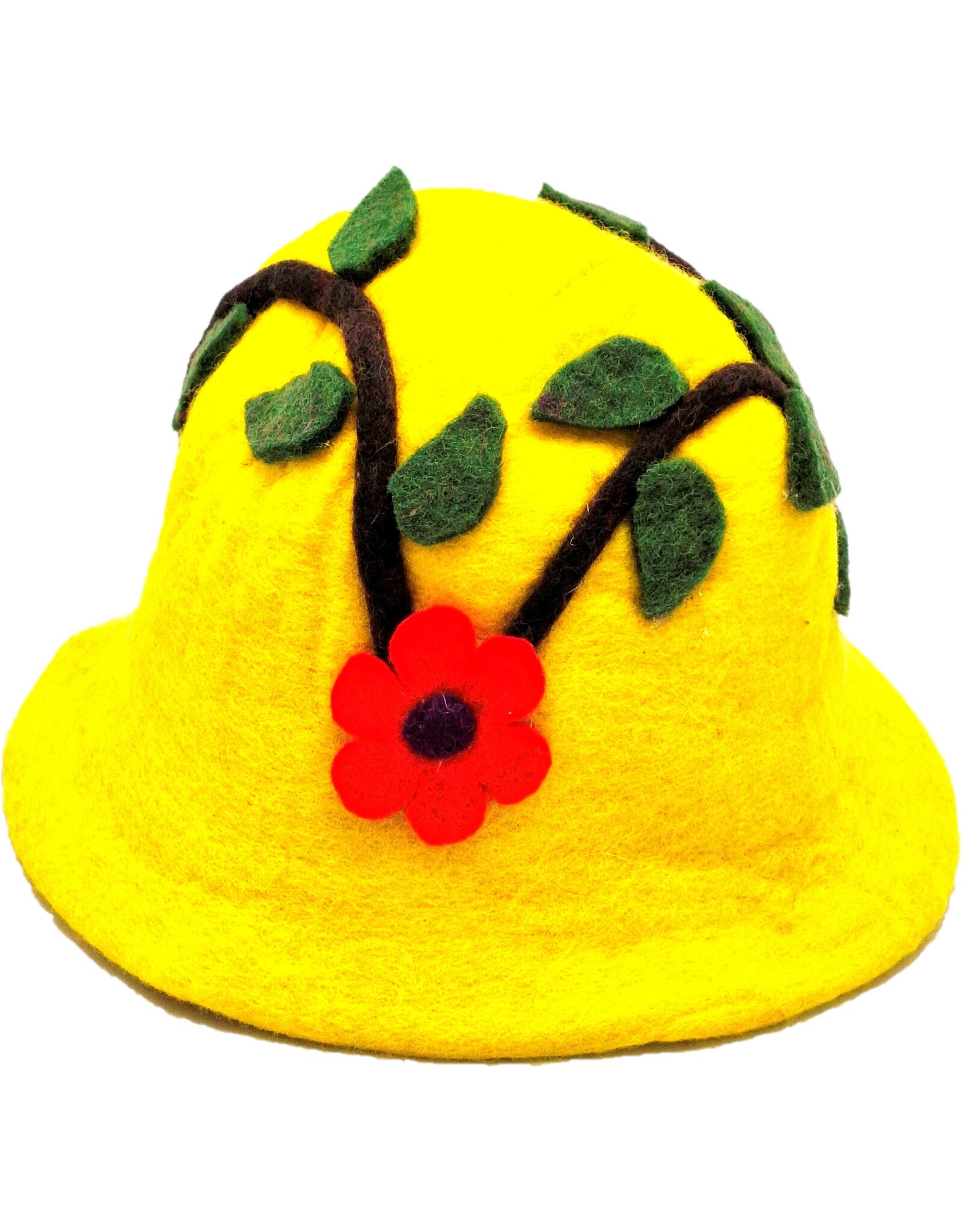 Trukado Miscellaneous - Felt hat - Sauna cap with Flower and Leaves (yellow)