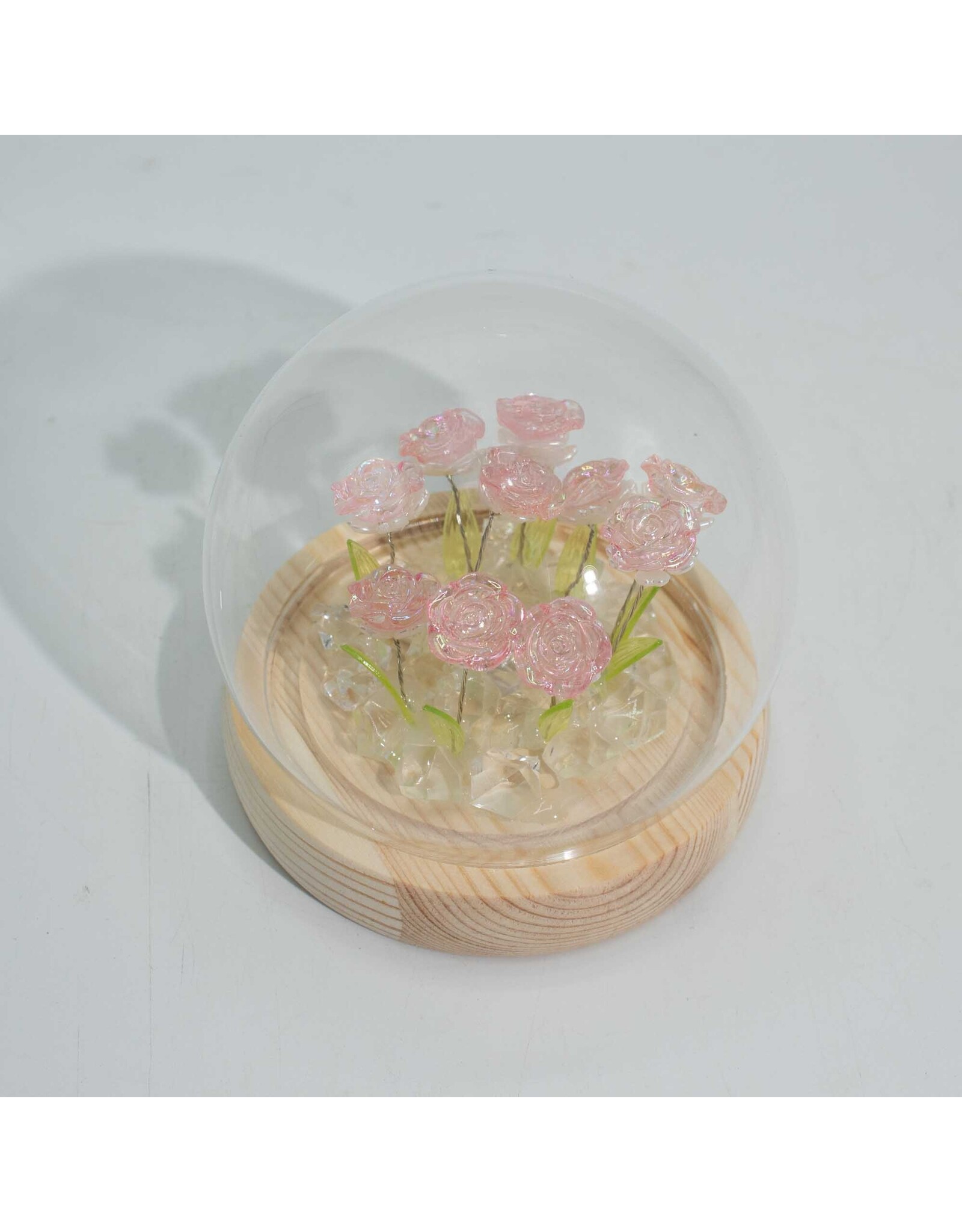 AWG Miscellaneous - Floral Glow Garden Dome – 10 Pink Roses – LED USB