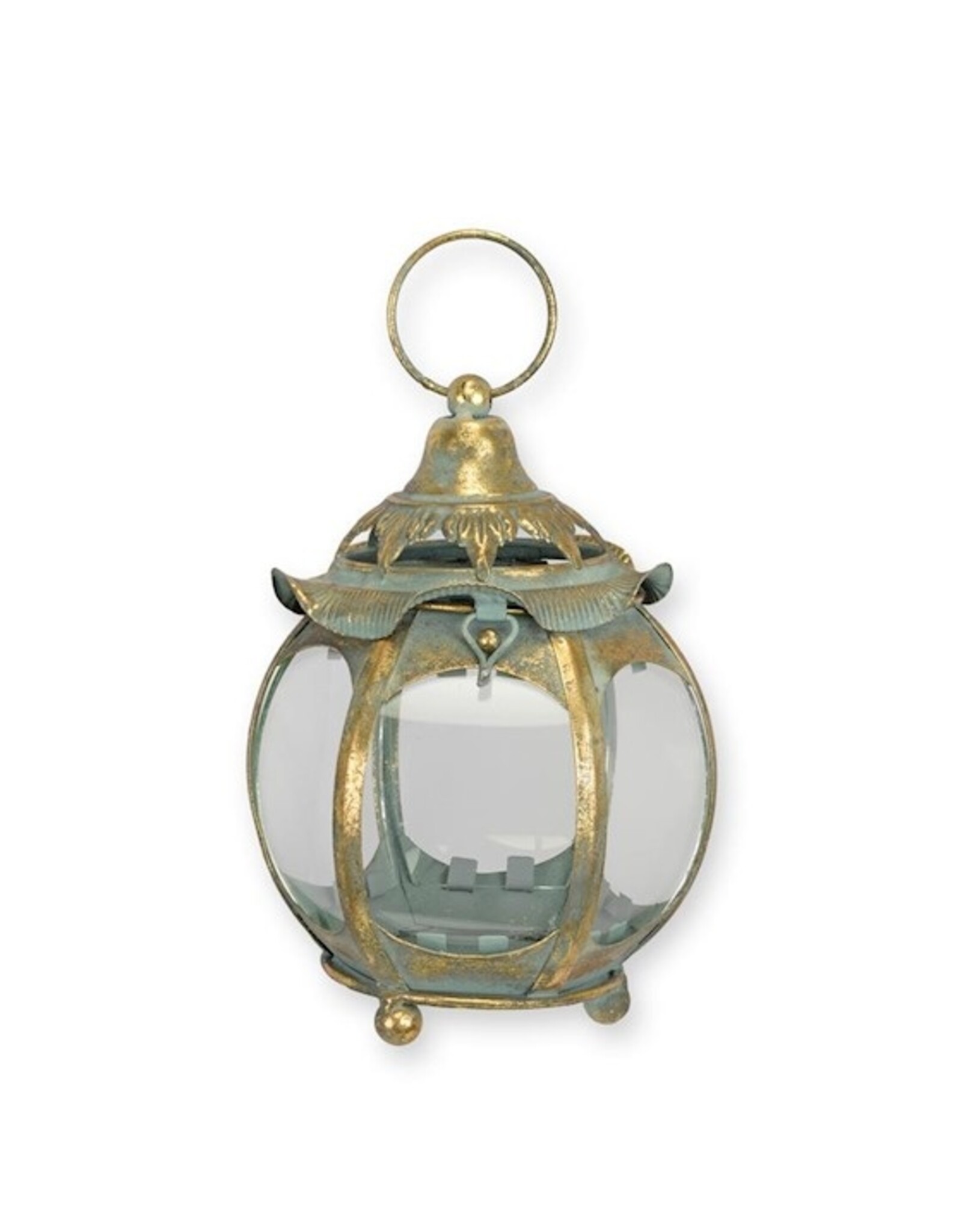 Trukado Miscellaneous - Ronde Tinnen Lantaarn met Glazen Vensters 23,2cm