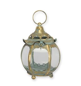 Trukado Ronde Tinnen Lantaarn met Glazen Vensters 23,2cm