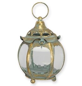 Trukado Ronde Tinnen Lantaarn met Glazen Vensters 23,2cm