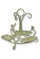 JB Miscellaneous -  Bird Feeder Bowl 3 Leaves with Birds Antique Look