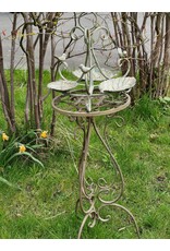 JB Miscellaneous -  Bird Feeder Bowl 3 Leaves with Birds Antique Look